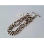 Antique Victorian silver double Albert curb link hallmarked Birmingham 1885, length 18 inches, 67gr