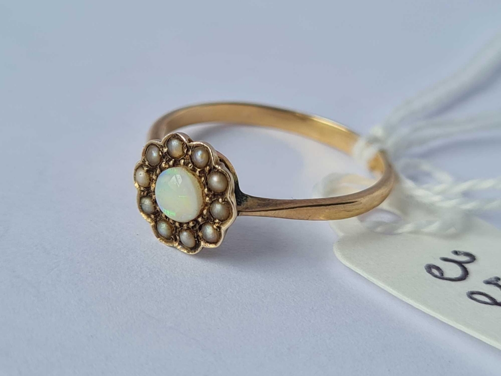 A pearl and opal cluster ring 9ct size N 1/2 - Image 2 of 3