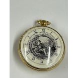 Antique yellow metal verge fusee pocket watch memento mori dial ( working ) original restored dial