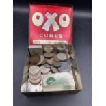 Oxo tin many George III half-pennies c1775 noted