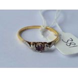 A diamond and sapphire 18ct gold ring size R 1.6g inc