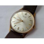A gents Relide wrist watch with seconds sweep and leather strap 9ct W/O