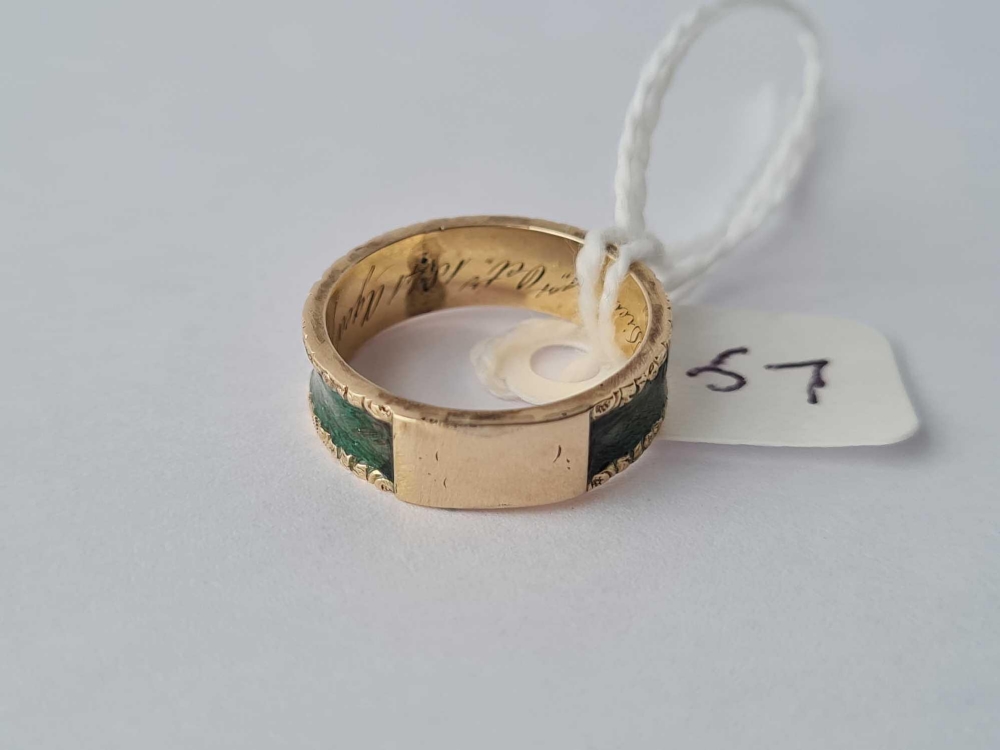 Antique Victorian gold mourning ring inscribed “Died 21st Oct 1841 aged 72”, size L