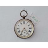 A gents silver pocket watch with seconds sweep