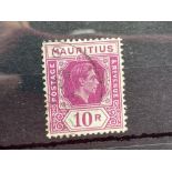 MAURITIUS SG263a (1943). R10 set top value on ordinary paper, fine used. Cat £65