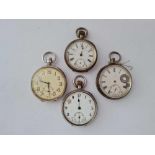 Four gents silver pocket watches AF