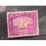 ADEN SG11a (1937) R5 aniline purple, 'Dhow' fine used. Cat £200