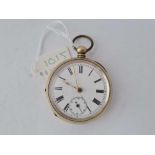 A gents metal cased pocket watch with seconds dial