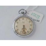 A metal gents slim line pocket watch by Kienzle W/O