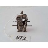 A miniature Sudan chair with chased sides, 1.5" high, Birmingham 1907