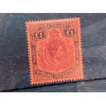 NYASALAND SG143c (1938). Very scarce £1 Serif on 'G' variety LM mint. Cat £1100