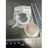 A Victorian penny 1855, half penny 1746 etc