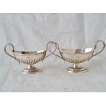 A pair of Victorian boat shaped half fluted salts – Birmingham 1892 – 80 g.