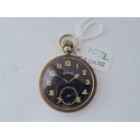 A gents metal black faced pocket watch "Federal" with seconds dial