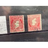 IRELAND SG112c/cw (1946). 1d coils, both watermarks. Good/fine used. Cat £48