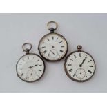 Three gents silver pocket watches all AF