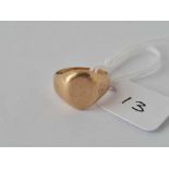 A small 9ct plain signet ring size G 3.6g