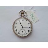 A gents silver pocket watch with seconds dial W/O