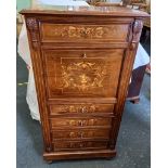 A good quality Edwardian secretaire cabinet with draw above and below and four in the front,