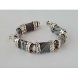 Vintage silver and blue lace agate bracelet.