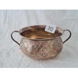 A circular two handled bowl – 6” over handles – Sheffield 1922 by HW – 190 g.