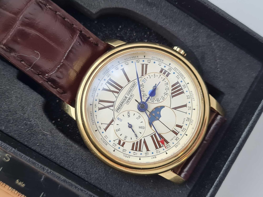 A cased gents wrist watch multi dial by Frederique Constant Geneve classics men's wrist watch with - Image 2 of 2