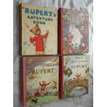 RUPERT BEAR Rupert's Adventure Book 1st.ed. (1940), The Adventures of Rupert (1939), plus 2