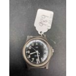 A GENTS MILITARY QUARTZ WRIST WATCH BY CWC WITH SECONDS SWEEP AND DATE APERTURE