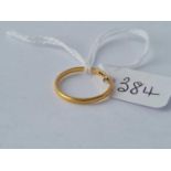 A 22ct gold band ring size I ½ – 1.2 gms 55
