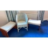 Pair of dressing stools and a Loom chair