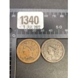 USA Cents 1838 and 1851