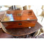 Good quality Victorian writing box with brass cornices and inset handles fitted interior brass