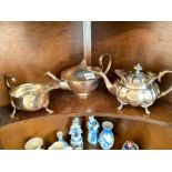 Victorian EP teapot, another teapot and a sauceboat