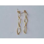 A pair of long drop earrings, 9ct, 3.2g