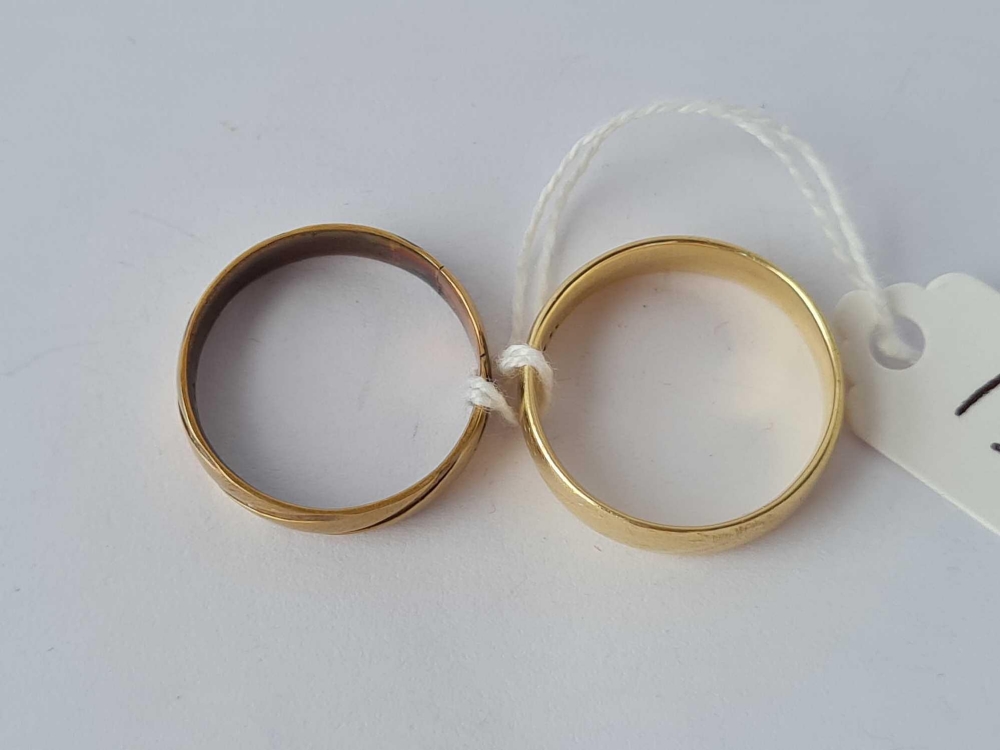 Two gold rings 14ct gold X and W1/2 – 10.6 gms - Image 2 of 2