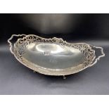 Boat shaped basket with on four scroll feet. 12.5" wide. Sheffield 1903 By R & B. 550gms
