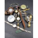 Nine assorted wrist watches and one stop watch