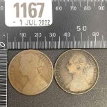 Two Victorian pennies 1876 & 1889