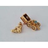 Two novelty charms in the form of gypsy caravan and a pixie 9ct – 4.8 gms