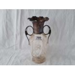 A Late Victorian two handled vase with glass body, 8" high, London 1900 by IG & S
