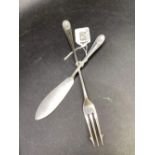 Pickle fork and matching butter knife. Sheffield 1924