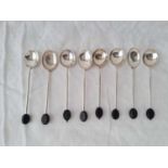 A set of eight bean top coffee spoons, Birmingham 1925