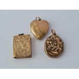 Three rolled gold lockets