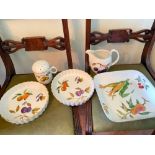 Two Evesham flan dishes, jug etc