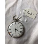 A ladies silver fob watch by CHARLES GENEVE ( cracked enamel dial )
