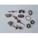 Ten silver and marcasite items