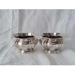 Pair of shaped oval salts . Birmingham 1906. 90gms