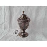 Georgian urn shaped pepper castor half fluted . 3.5” high 54gms