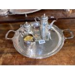 Miniature coffee set on a circular tray