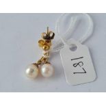 A pair of pearl drop earrings 9ct